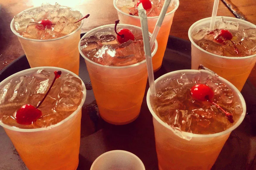 Tropical Raw Bar drinks topped with cherries