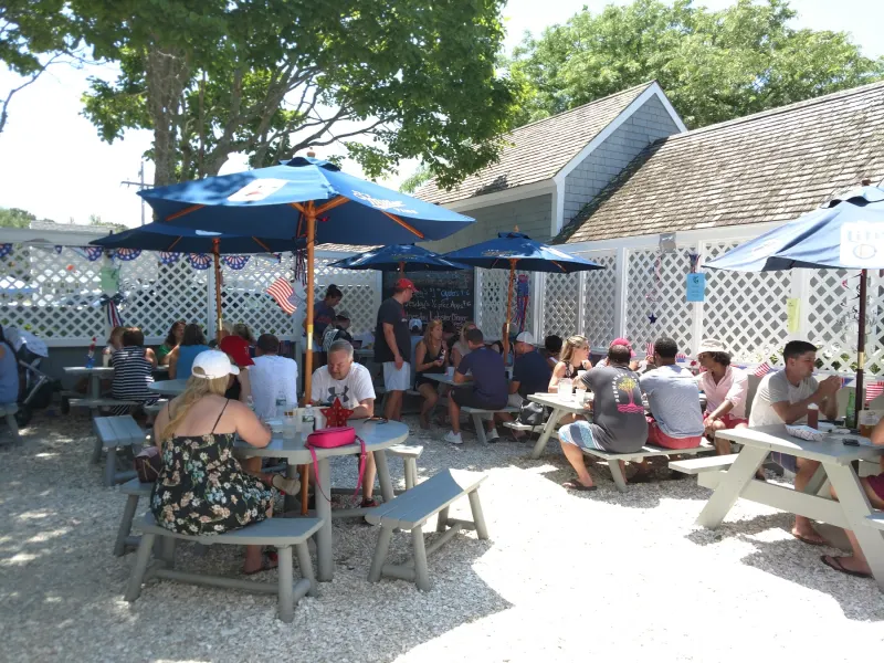 Outdoor patio dining at the Raw Bar